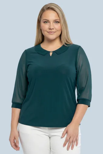 Zöld blúz sifon ujjakkal