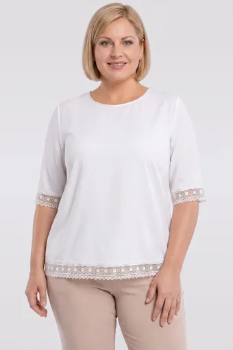 Kék blúz levélmintával