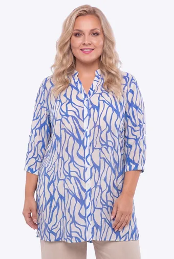 Bézs ing kék mintákkal