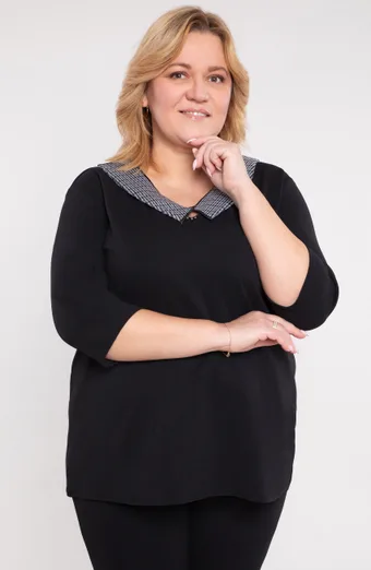 Fekete fényes blúz