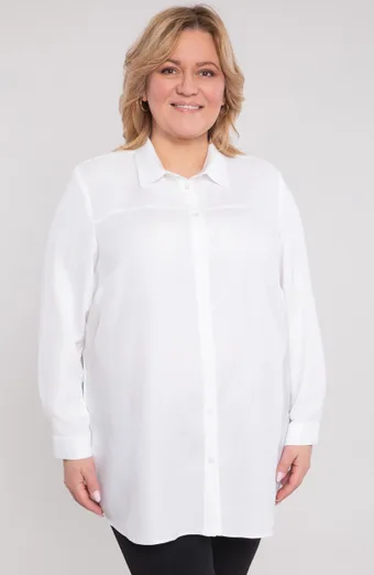Sötétkék blúz fehér pöttyökkel
